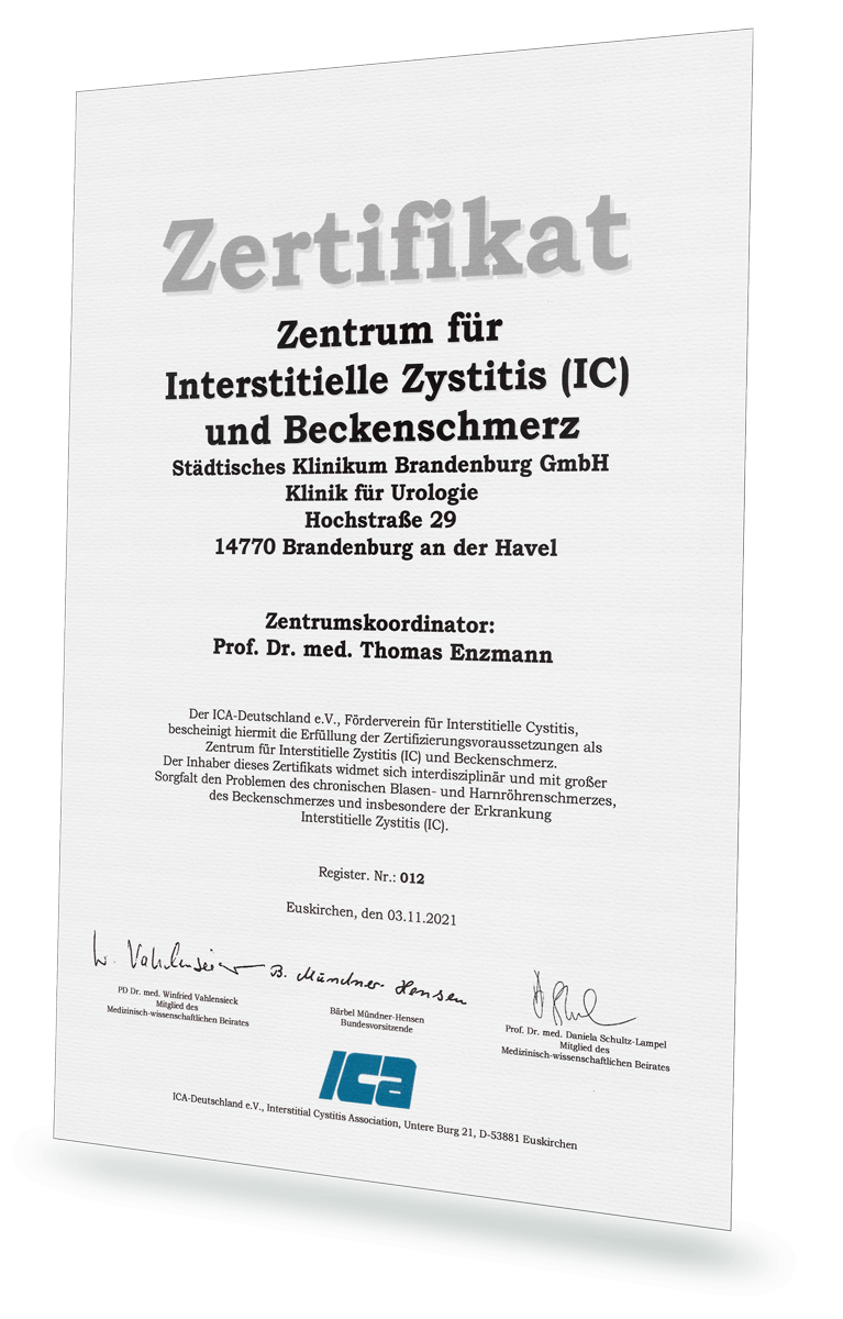 Zertifikat Zentrum für Interstitielle Zystitis ansehen